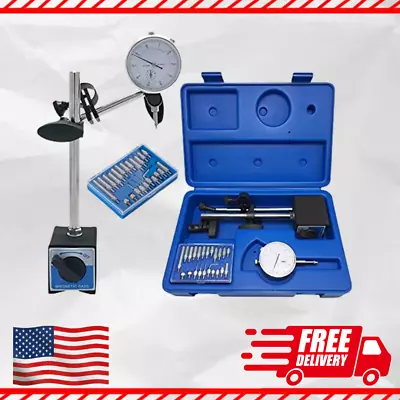 Professional 0-10mm Dial Indicator Gauge & Magnetic Base Point Precision Set • $55.85