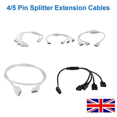 £3.25 • Buy 1 To 2/3/4 Rgb Rgbw 4pin 5pin Splitter 3528 5050 Led Strip Light Connector Cable
