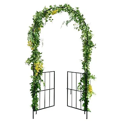 Garden Arch Arbor Trellis With Gate 230CM Tall Heavy-Duty Metal Arbour Archway • £54.95