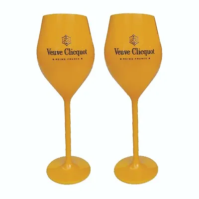 VEUVE CLICQUOT French Champagne 2 X Plastic TULIP GLASSES 160ml Bubbles Bar • $49.99