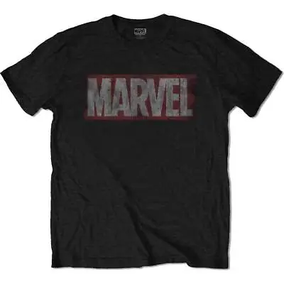 Mens Marvel Logo Distressed Black T-shirt Official SMLXLXXL Free P+P • £11.99
