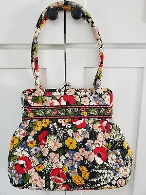 Vera Bradley Quilted Alice Poppy Field Handbag Purse Satchel Kiss Lock Floral • $36.95