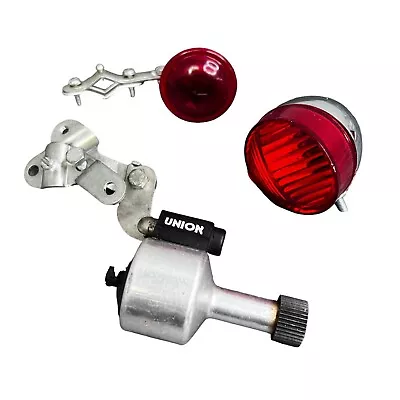 Vintage Bike Safety Lights Generator 3 Piece Set Union Red Powered Bicycle • $34.99