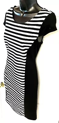AA Studio AA Pencil Dress Size 8 Polyester/Spandex Knit Black And White Stripes • $16.95