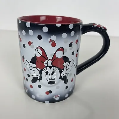 Disney Minnie Mouse 3D Rare Coffee Mug Cup Black Red White Polka Dots And Bows  • $16.99