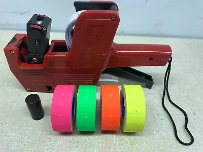 MX-5500 8 Digits Price Tag Gun Labeler 4 Color Rolls 4x1200 Labels & 1 Inker • $24.95