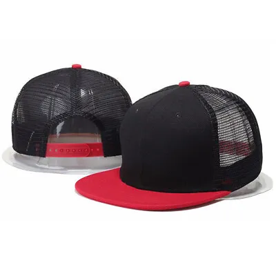 Trucker Hat Mesh Baseball Cap Snapback Adjustable Blank Solid Flat Hip Hop Men • $7.99