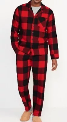 Old Navy Flannel Pajamas Set Mens Large Red Black Buffalo Plaid NEW • $19.99