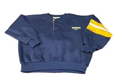 Vintage Blue & Yellow Boys Size Large 7 Chemise Lacoste Henley Sweater Alligator • $28.45