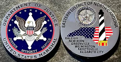 US Marshals Service - Eastern District Of N Carolina SEAL Silver Challenge Coin • $19.95