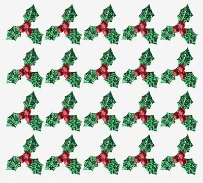 Christmas Mini Holly & Berry Leaves Embellishments DIY Craft Decorations • £2.62