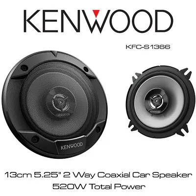 Kenwood KFC-S1366 - 13cm 5.25  2-Way Car Door Speakers 520W Total Power • £29.99
