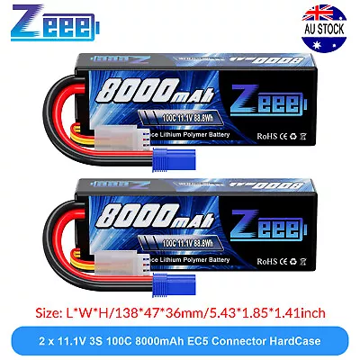 2x Zeee 3S LiPo Battery 8000mAh 11.1V 100C EC5 For 1/8 1/10 RC Car Truggy Buggy • $175.99