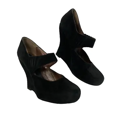 Marni  Shoes Womens Sz 7.5 Black Suede Mary Jane Wedge Heels  • $45.25