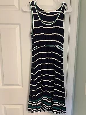 Max Studio Dress Women's Large Sleeveless Navy Blue White Green Stripes • $10