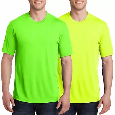 Mens NEONS T-Shirt 100% Poly  COTTON FEEL  Moisture Wicking Dri Fit Athletic NEW • $18.99