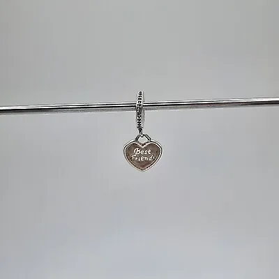 Genuine Pandora Dangle Best Friends Forever Heart Charm ALE 925 #791950CZ *WORN* • £12