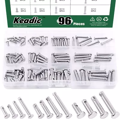 97Pcs 304 Stainless Steel Clevis Pin Assortment Kit M3 M4 M5 12 Different Sizes • $26.99