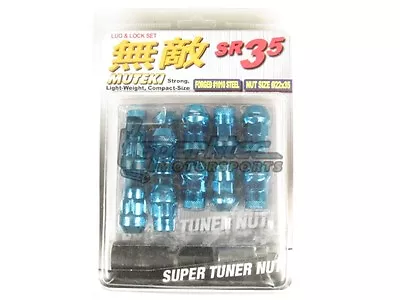 Muteki SR35 Extended Closed Ended Wheel Tuner Lug Nuts Chrome Blue 12x1.5mm NEW • $63.09