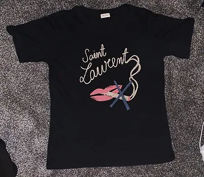 £200 • Buy Mens Saint Laurent “No Smoking” Logo Tee