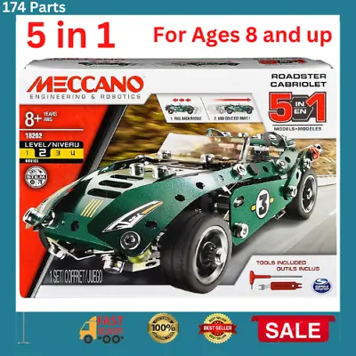 £21.99 • Buy Meccano Rally Racer 5 In 1 Model Set With Electric Motor Cabriolet Kit, Age 7+