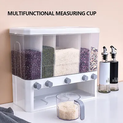 Visualized Food Dispenser Grain Rice Bucket Pantry Large Capacity 5 Partitions • $25.01