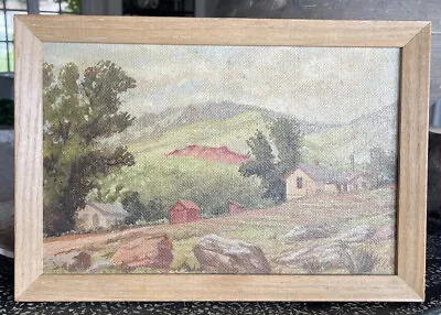 $44 • Buy Original Painting On Canvas Board Farmhouse 1935 Hazard Ranch Vintage