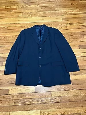 Hart Schaffner Marx Mens Blazer Jacket 3 Button Wool Sport Coat Size 48L Blue • $39.98