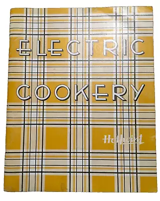HOTPOINT Range Electric Cookery 72 Pg Illustrated Yellow Plaid Vintage Cook Book • $28