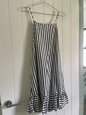 Tigerlily Dress Linen/Cotton Stripe Navy And White Sz 14 Sundress • $25