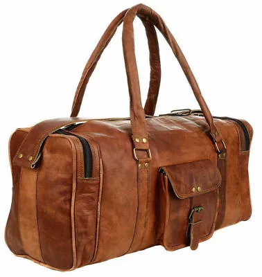 £49.16 • Buy Leather Overnight Bag Travel Duffle Gym Men Weekend Vintage Genuine Mens Luggage