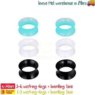 3 Pairs Silicone Ear Tunnels Double Flared Ear Gauge Expander Piercing Jewellery • $9.99
