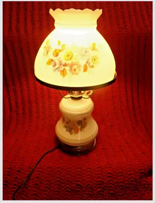 Vintage 15 1/2  Milk Glass Boudoir Nightlight Table Lamp   Electric WORKS  • $250