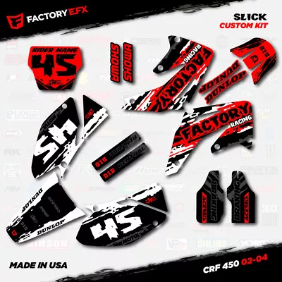 White & Red Slick Racing Graphics Kit Fits Honda CRF450R 02-04 Crf 450 Crf450 • $79.99