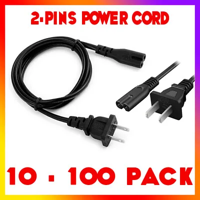 Lot Of 10-100 Standard 2 Prong Power Cord Cable 5ft AC Adapter Figure 8 US Plug • $17.99