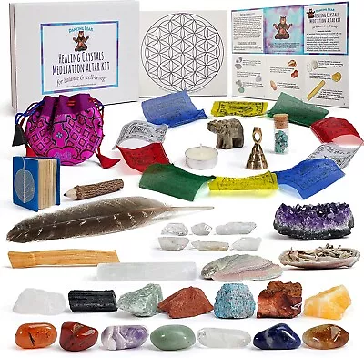 Deluxe Healing Crystals (35 Pc Set) Altar & Meditation Kit Chakra Stones *USA* • $27.96