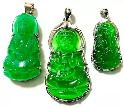 Jade & Resin Quan Yin Pendent Trio • $39