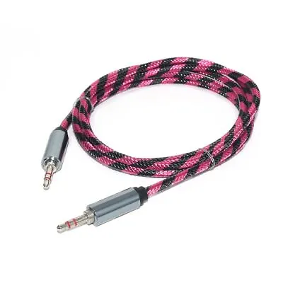 Aux Cables Braided 2.5mm Car Sound System Speaker Cable 1M 2M Striped Colourful • £1.99