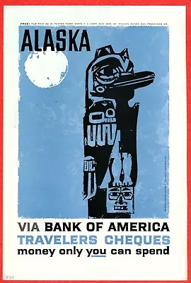 1959 Ad ~ BOA Travelers Cheques ~ ALASKA Indian Native American Totem Pole; • $4.79