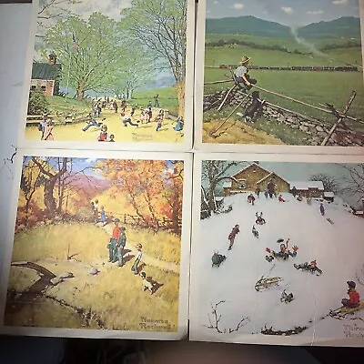 Norman Rockwell The 4 Seasons Set Free Shipping All 4 Are 11x11 Inch • $25