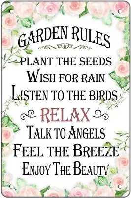 Metal Sign Plate Garden Rule Plant Seeds Art Wall Decal Decor Gate Home Vintage • $9.89