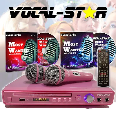 £34.99 • Buy Vocal-Star Pink VS-400 DVD CDG MP3 HDMI Karaoke Machine 2 Microphones & Songs 