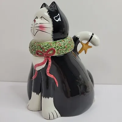 Black Cat Cookie Jar Fiddlestix Sakura Christmas Cats Holiday Kitten Star • $34.99