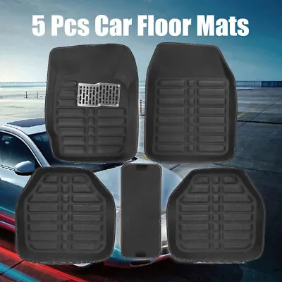$28.60 • Buy 1 Set (5Pcs) Car Auto Floor Mats For Leather Liners Black Heavy Duty All Weather