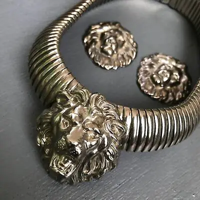 MASSIVE Wide Chunky Vintage Necklace - Lion . Omega Style . Mod Modern Jewelry • $245