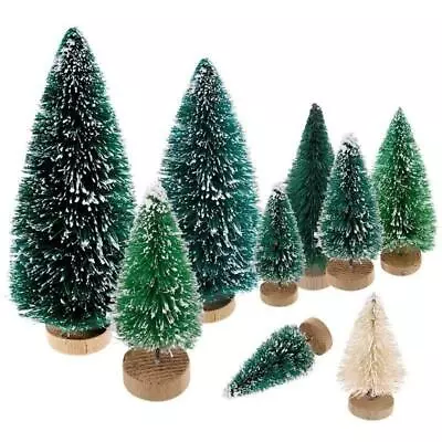 Mini Christmas Trees Ornament Snow Frost Small Pine Tree XMAS Decor House LOT • $1.22