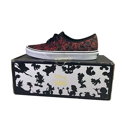 Vans X Disney Mickey Mouse Check Lace Up Sneaker Shoe Black Red Women's Sz 9 New • $100