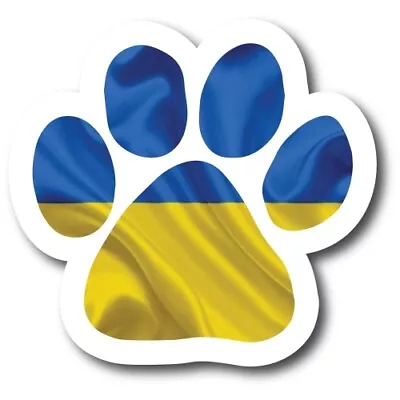 Magnet Me Ukrainian Flag Pawprint Car Magnet - 5  Paw Print Auto Truck Fridge Ma • $7.99