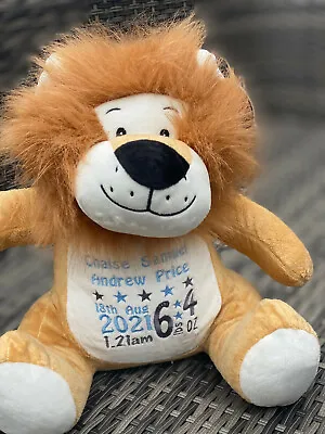 Personalised Large Plush Lion Teddy Bear Baby First Birthday Easter Birth Gift  • £22.75