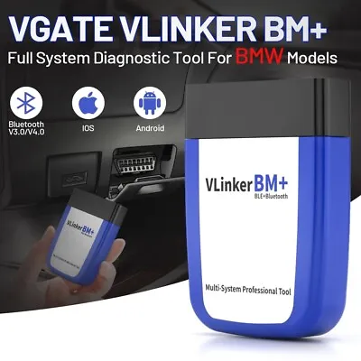 Vgate VLinker BM Plus Bluetooth OBD2 Scanner BIMMERCODE BMW Coding IOS Android • $37.99